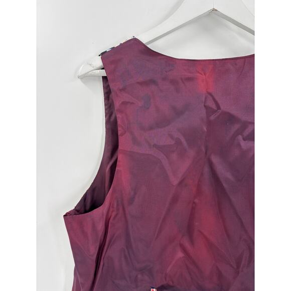 Castle Rock Vintage Vest Womens Large Cats USA American Flag Satin Button Retro - Picture 9 of 15